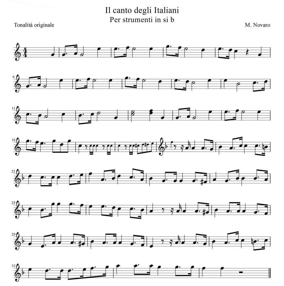 Printable Inno Inno di Mameli - Fratelli d'Italia - Musica a scuola